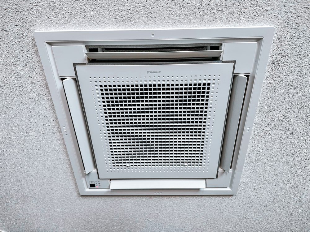 A ceiling cassette air handler installed in a Bay Area property